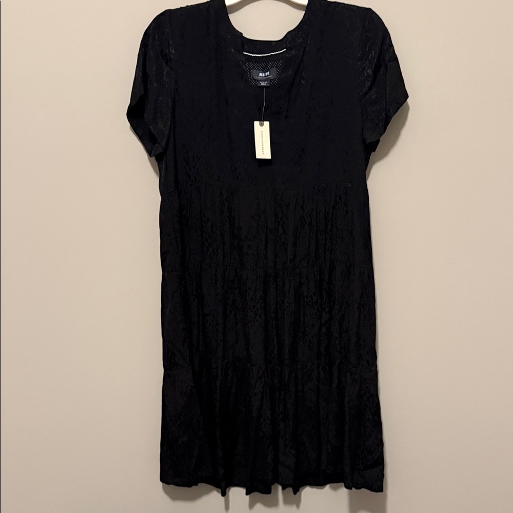 Anthropologie Black Short-Sleeve Tiered Dress Tunic